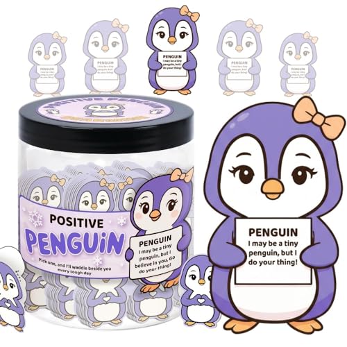 Positive Penguin Purple Jar with 60 Affirmation Cards (3 Count)