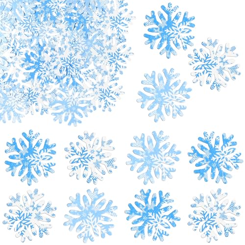 50Pcs Edible Snowflake Cupcake Cake Toppers Wafer Paper Snowflake Cake Decorations for Christmas Winter Frozen Theme Party Supply Decoration Multi Blue (60 Count)