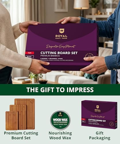 Wooden Cutting Boards for Kitchen Meal Prep & Serving (3 Count)