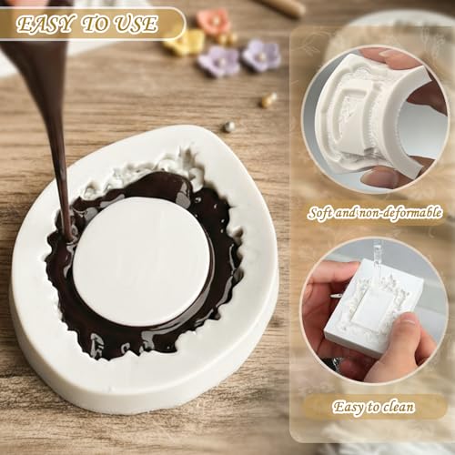 Picture Frame Molds Silicone Baroque Vintage for Fondant Candy Clay Covered Oreo Cake Photo Decorating Cupcake Toppers