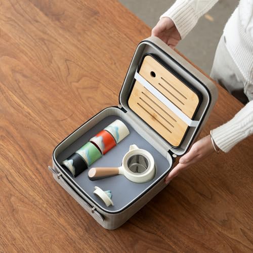 Portable Chinese Tea Set with Carry Bag (7 Count)