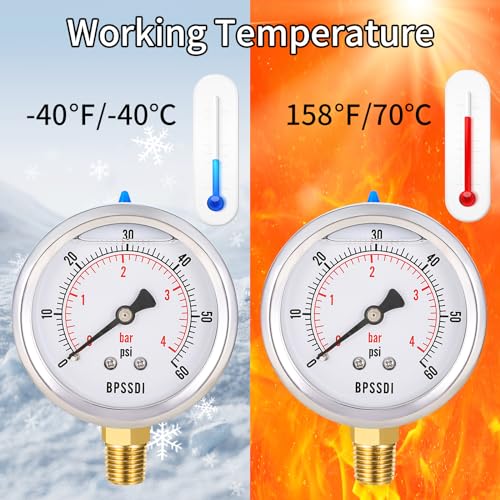 0 60 Psi Glycerin Liquid Filled Low Pressure Gauge