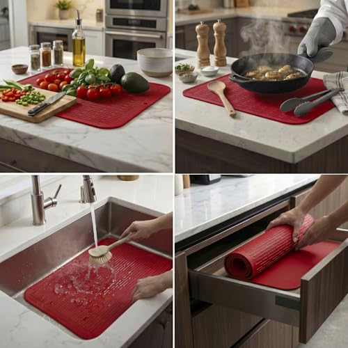 Silicone Dish Drying Mat for Multiple Usage
