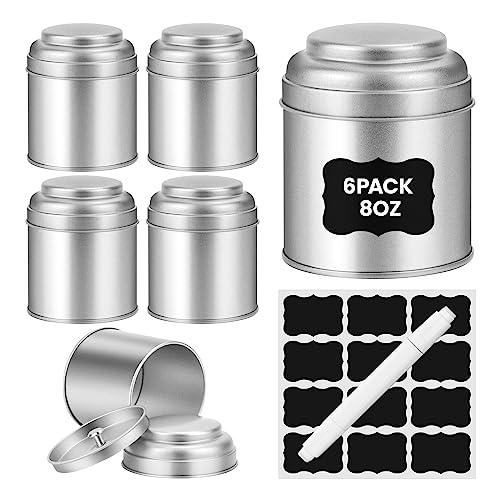 Tea Tin with Airtight Double Lids for Loose Leaf Tea Storage (6 Count)