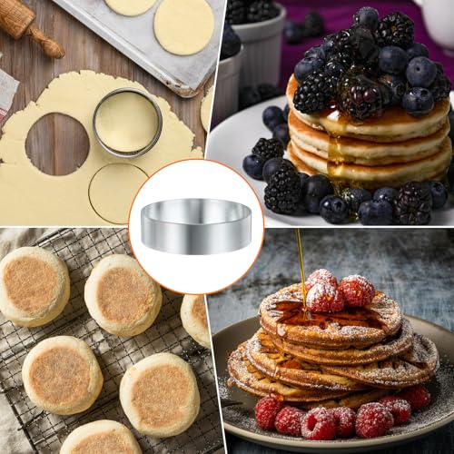 Round Cake Ring 2.76 x 1 Inch Seamless Stainless Steel Pastry Mousse Dessert Ring Mirror Coating for Baking Cooking English Muffins Crumpet Making Tool