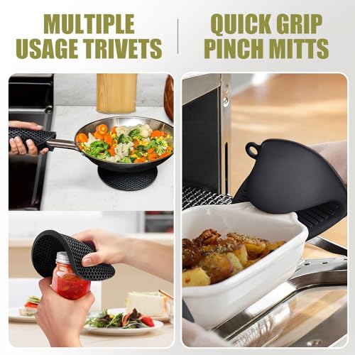 Silicone Oven Mitts and Pot Holders Sets