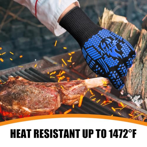 BBQ Gloves 1472°F Heat Resistant with Silicone Grip Oven Mitts (2 Count)