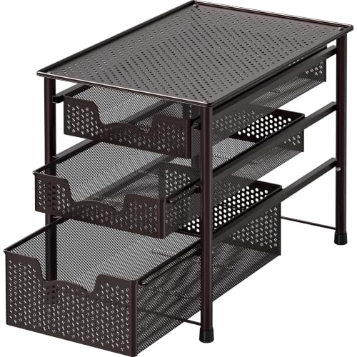 Stackable 3 Tier Sliding Basket Organizer Drawer (3 Count)
