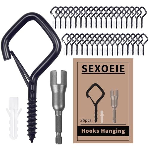35 PCS Eye Screw Hooks for Hanging Heavy Duty with Safety Buckle.Metal Ceiling Hooks for Hanging Plants