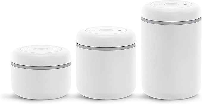 Fellow Atmos Vacuum Coffee Canister & Food Storage Container - 0.4 Liter Canister holds up to 6 oz of Coffee Beans - Airtight Food Storage Containers - Containers - 0.4 Liter - Matte White