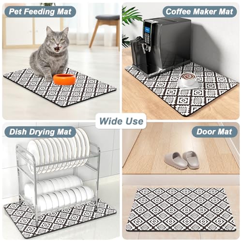Coffee Mat 12" x 19" Cute Coffee Bar Mats for Espresso Machine Station Accessories and Organizer