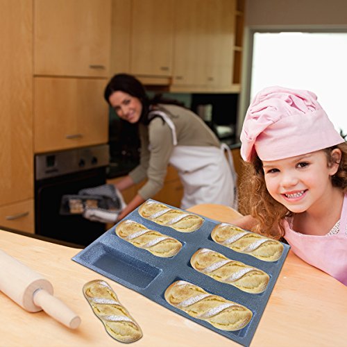 Silicone Bread Forms Square Shape Bread Molds Non Stick Bakery Trays Silicone Coated Fiber Glass 6 Caves Rectangle Moulds