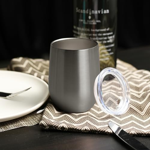Stainless Steel Wine Tumbler Bulk with Lid (12 Count)