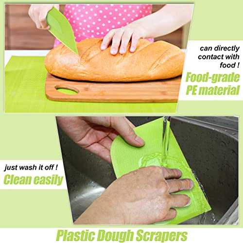 4 Piece Plastic Dough Scraper Bowl Scraper Flexible Multipurpose Food Spatula Plastic Daigh Cutter for Bread Cake Dough Fondant Icing (4 Count)