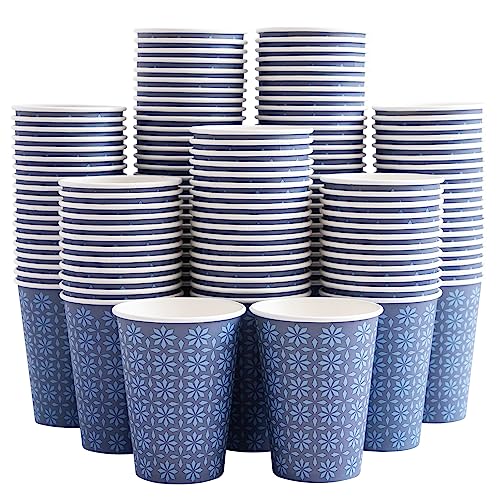 240 Pack Paper Cups 12 oz Bulk Disposable Coffee Cups Navy Floral (240 Count)