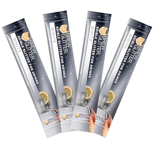 Brew Glitter White Edible Drink Glitter 4 x 2g Packets for Cocktails (4 Count)