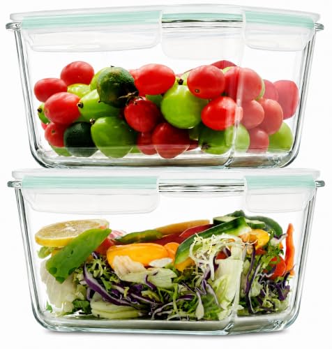 2 Pack Large Glass Storage Containers with Lids 85oz