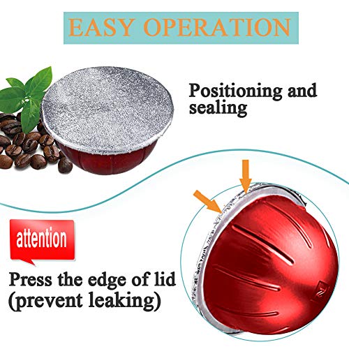 Aluminum Foils Lids to Reuse Vertuoline Capsules Coffee Pods Compatible with Nespresso VertuoLine Machine 64mm (400 Count)