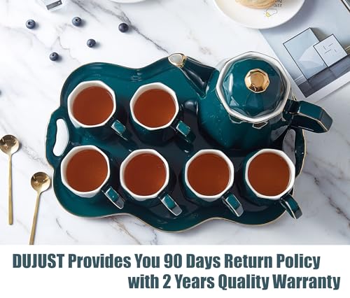 14 pcs Tea Set of 6 with Tray & Spoons (6 Count)