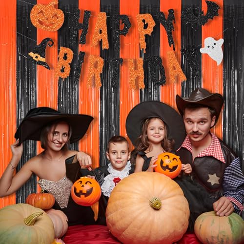 Party Foil Fringe Curtains Backdrop Halloween Decorations (2 Count)