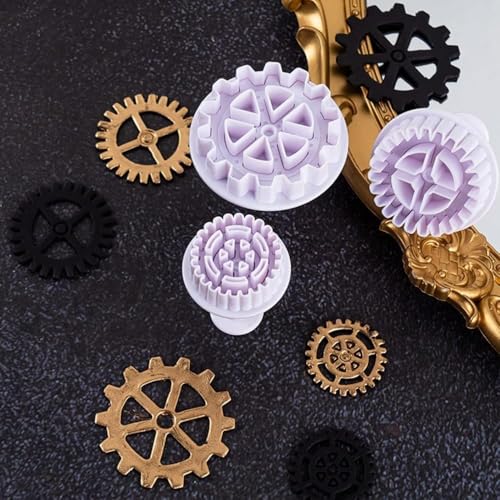 3Pcs White Gear Cookie Cutters