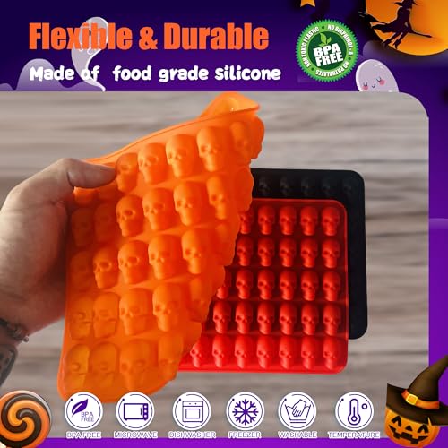 3 Pack Halloween Gummy Skull Candy Molds Silicone (150 Cavities)