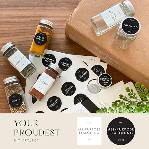 Minimalist Spice Jars with Labels (36 Count)
