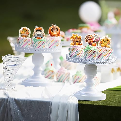 40 PCS Edible Pumpkin Day Cupcake Toppers Wafer Paper Thanksgiving Cake Decorations Picks for Autumn Thanksgiving Party Birthday Decor Supplies