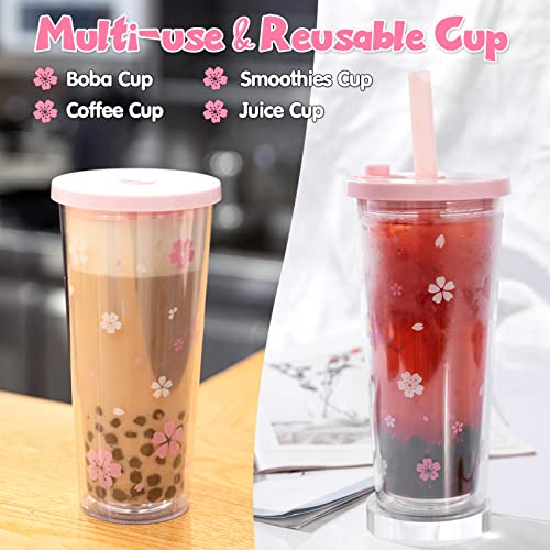 Reusable Plastic Boba Cup With Lids And Straws