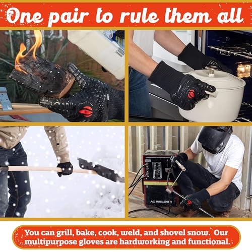 Grill Gloves Heat Proof for Men Grilling BBQ Heat Resistant Gloves