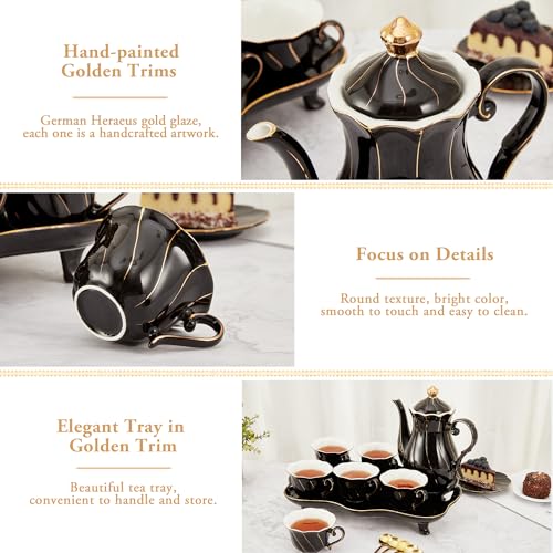 14 pcs Tea Set of 6 with Tea Tray & Spoons