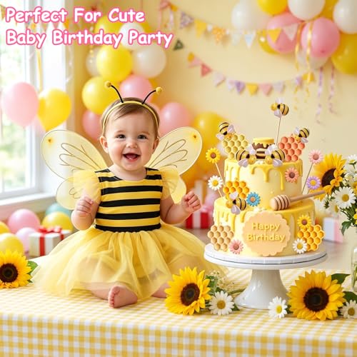 Bumble Bee Silicone Mold 4Pcs Honeycomb Fondant Mold Sunflower and Bee Candy Molds Bee Hive Chocolate Molds for Cupcake Cake Decoration Dessert Chocolate Gum Paste Polymer Clay (4 Count)