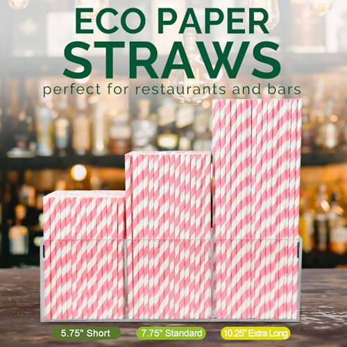 5.75 inch Short Pink Paper Straws 500 Counts