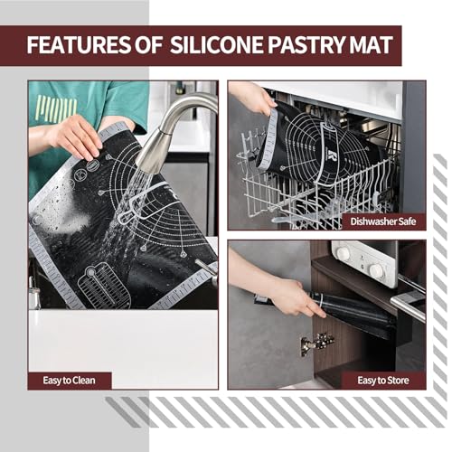 Silicone Pastry Mat Extra Large with Measurements 26''x16'' for Reusable