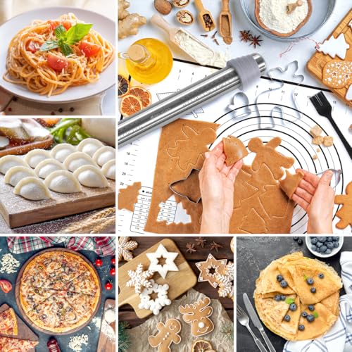 Rolling Pin and Silicone Pastry Mat Set