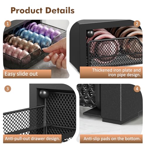 Coffee Pods Drawer Organizer Compatible with Nespresso Vertuo Pods & K