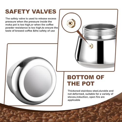 12 Cup Stovetop Espresso Maker Stainless Steel Moka Pot Stove Top Percolator Italian Coffee Makers Capable Mocha Greca Machine Cafe Classic Induction Cookers for Home and Camping 600ml 20oz