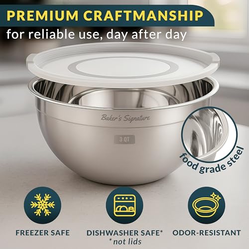 Stainless Steel Mixing Bowls with Lids Set of 5 (5 Count)