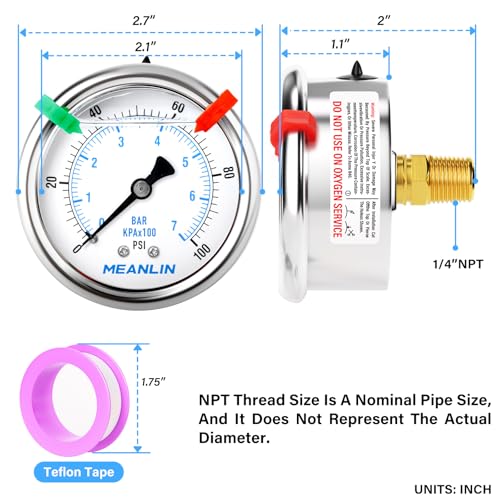0~100Psi Liquid Filled Pressure Gauge 1