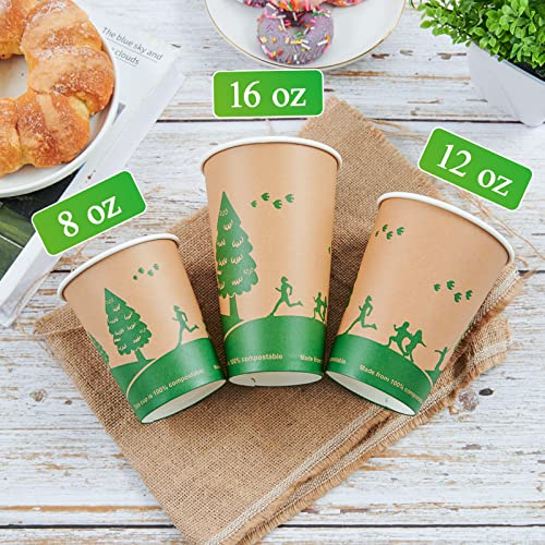 16 oz Compostable Paper Coffee Cups with PLA Lined