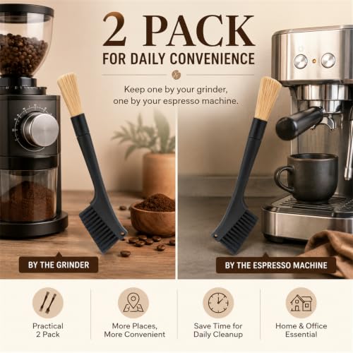 2 Pack Dual Ended Coffee Grinder & Espresso Machine Cleaning Brush