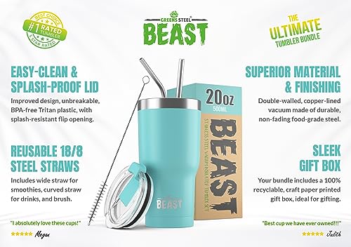 Beast 20 oz Tumbler Stainless Steel Vacuum Insulated Coffee Ice Cup Double Wall Travel Flask