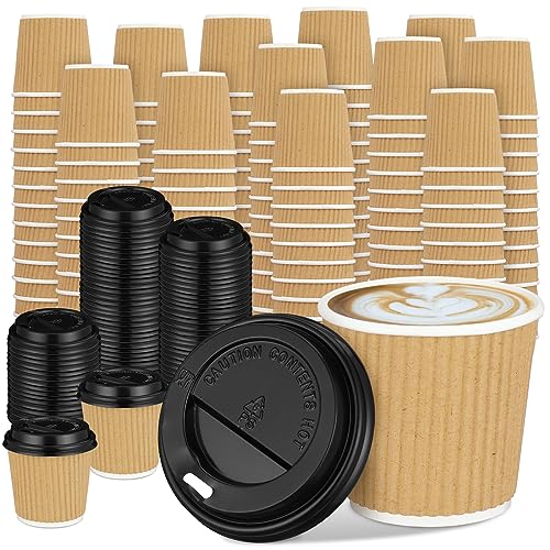100 Set 4oz Disposable Espresso Coffee Cups with Lids