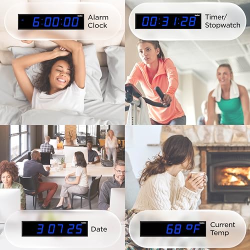 Oversized Digital Wall Clock with Large LED Display & Timer