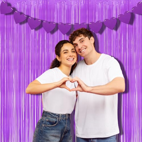 Purple Streamers Party Backdrop Pastel Fringe Curtains (2 Count)