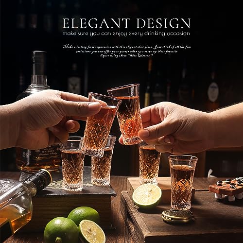 6 Pack Shot Glass Bulk Set with Heavy Base 2 OZ Small Shot Cups for Vodka