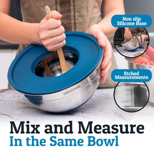 6Pc Stainless Steel Mixing Bowls with Lids Set