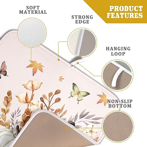 Fall Pumpkin Maple Dish Drying Mat for Kitchen Counter