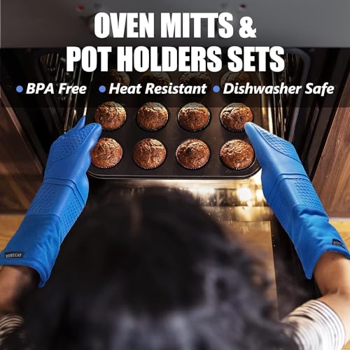 Silicone Oven Mitts and Pot Holders Sets