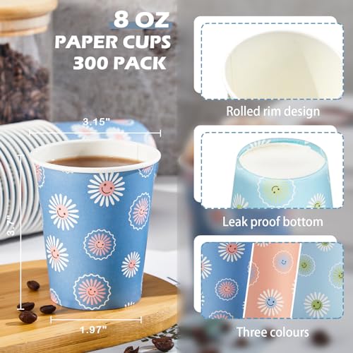 300 Pack Paper Cups 8 oz (300 Count)